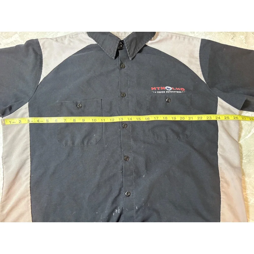 Red Kap XL Mens Mechanic Shop Work Shirt Short Sleeve‎ Black Gray Button Up